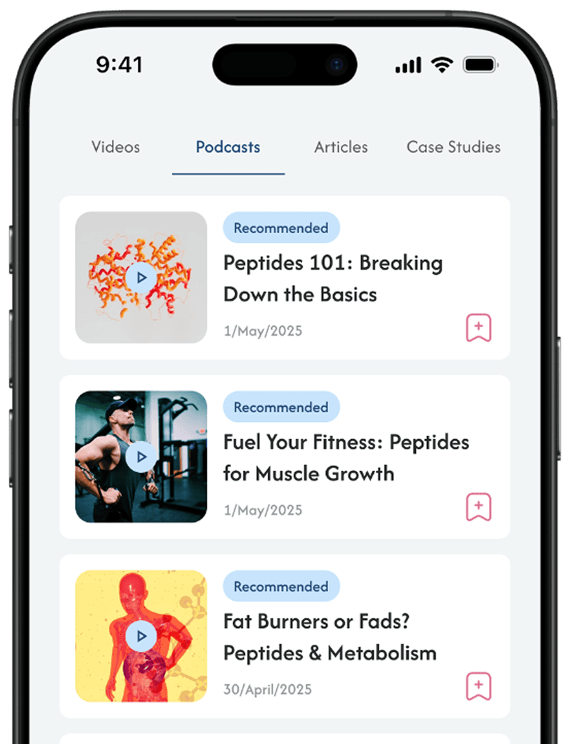 Peptide MD case study app on phone - left view