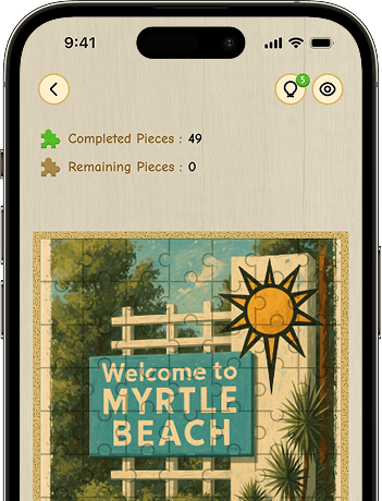 Myrtle Beach mobile app case study preview - Maze Digital Myrtle Beach case study app on phone - left view