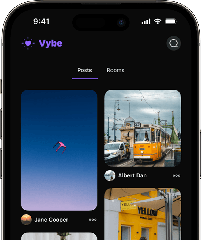 Vybe mobile app case study preview - Maze Digital Vybe case study app on phone - right view