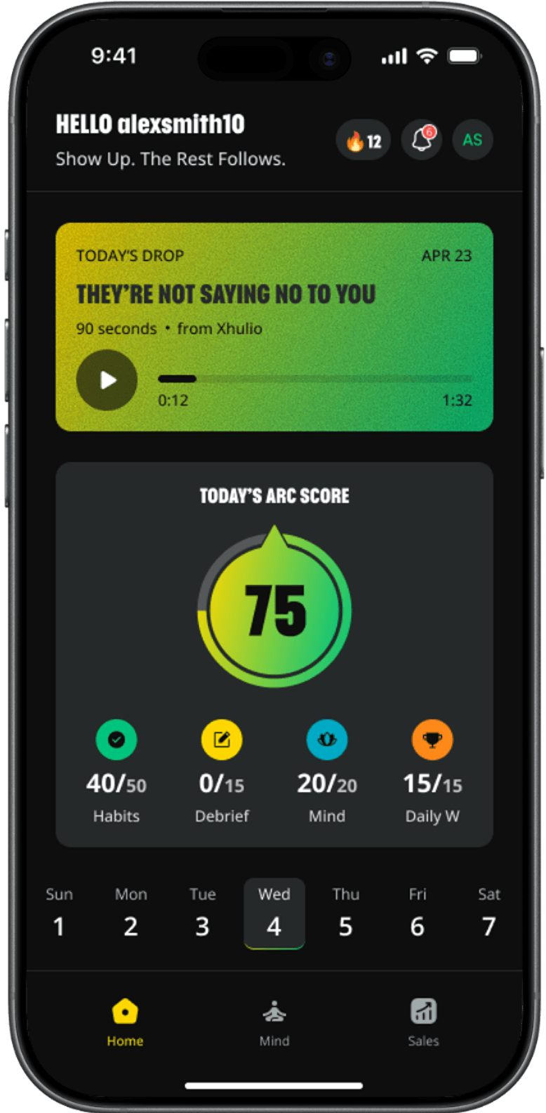 Daily Performance Dashboard - solution mockup