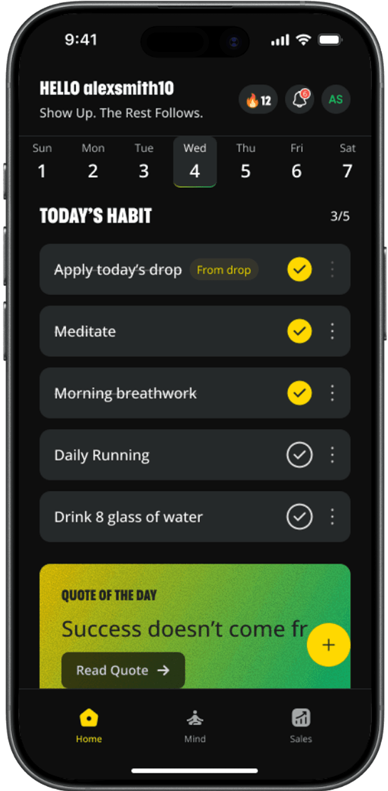 Habit & Streak System - solution mockup