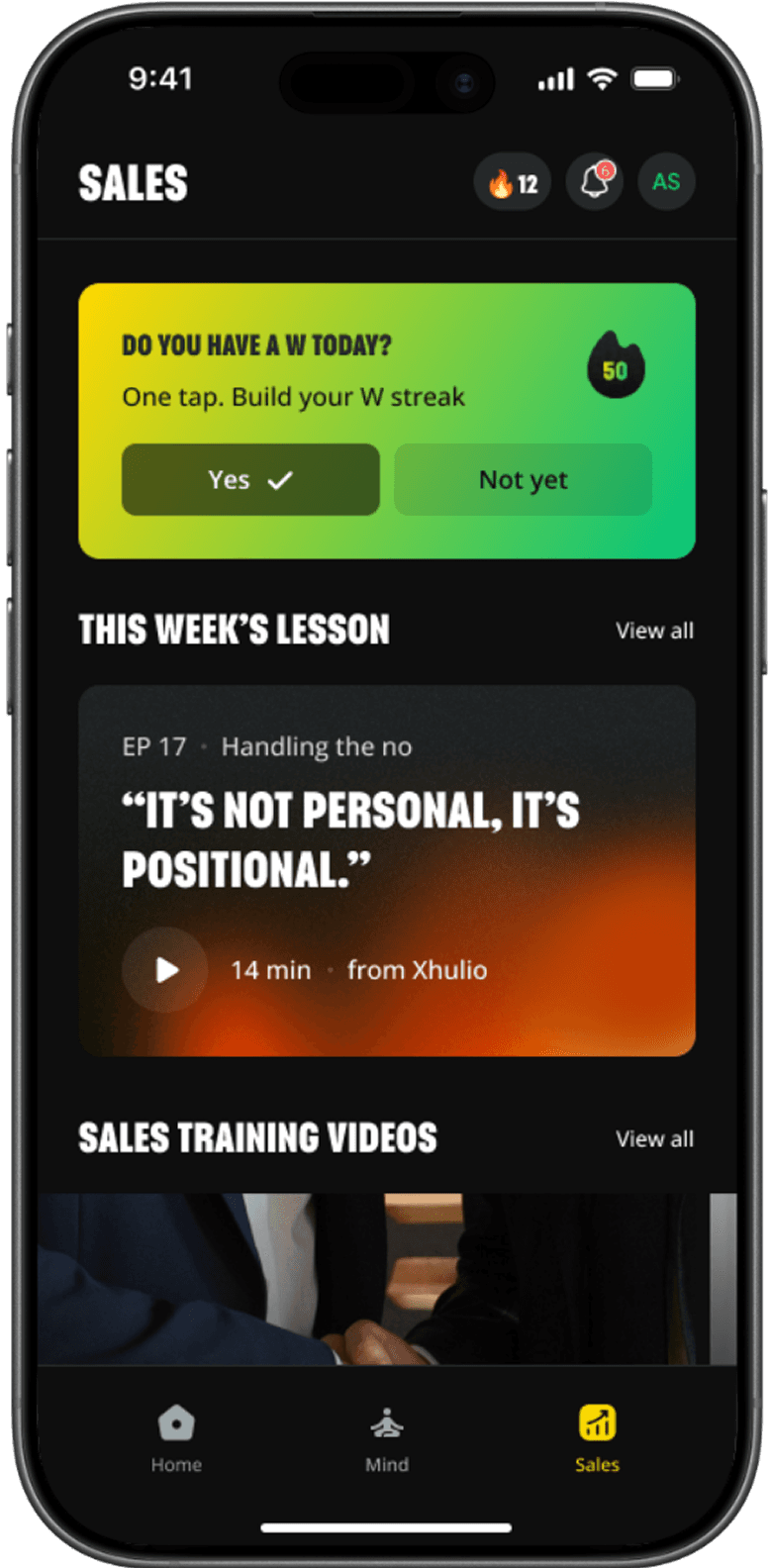 Sales Team Experience - solution mockup