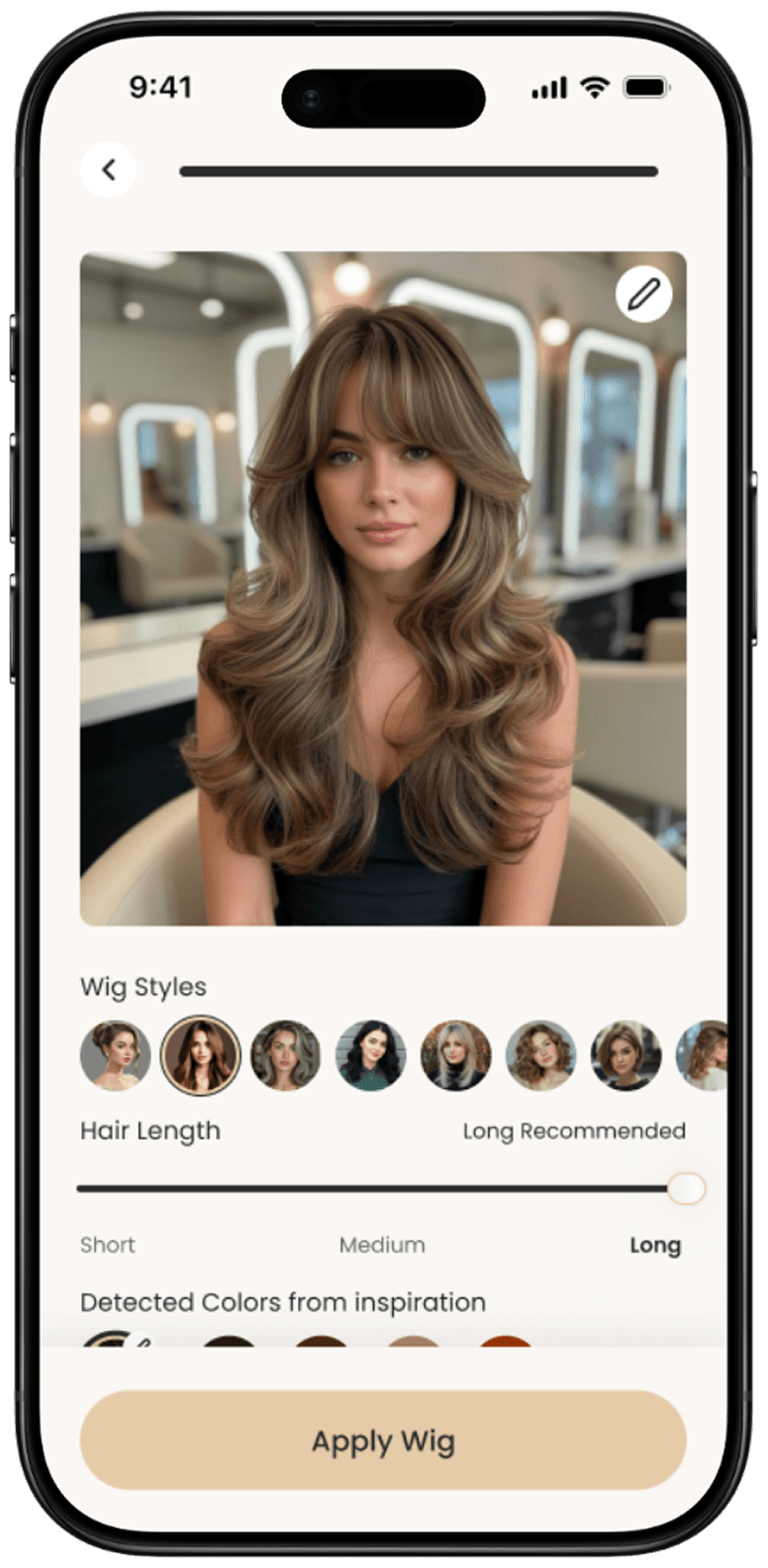 Interactive Style & Shade Customization - solution mockup