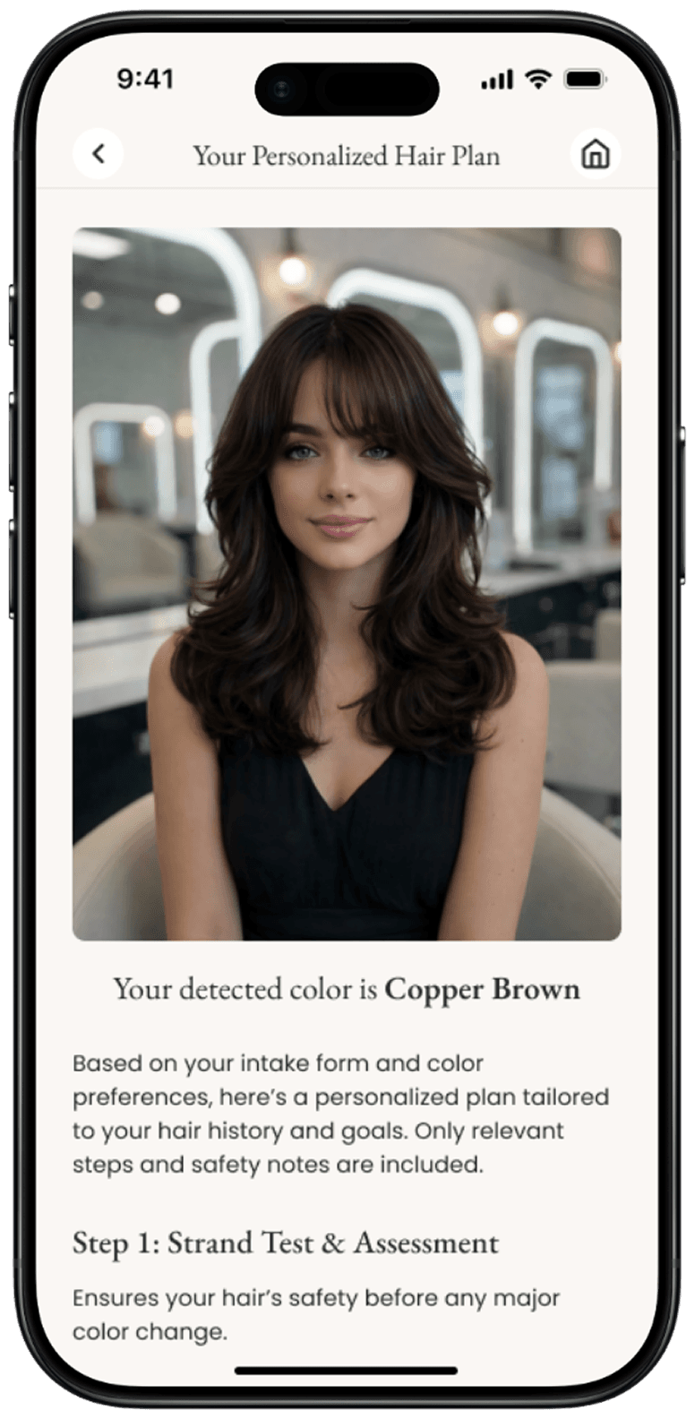 Personalized Hair Care Plan - solution mockup