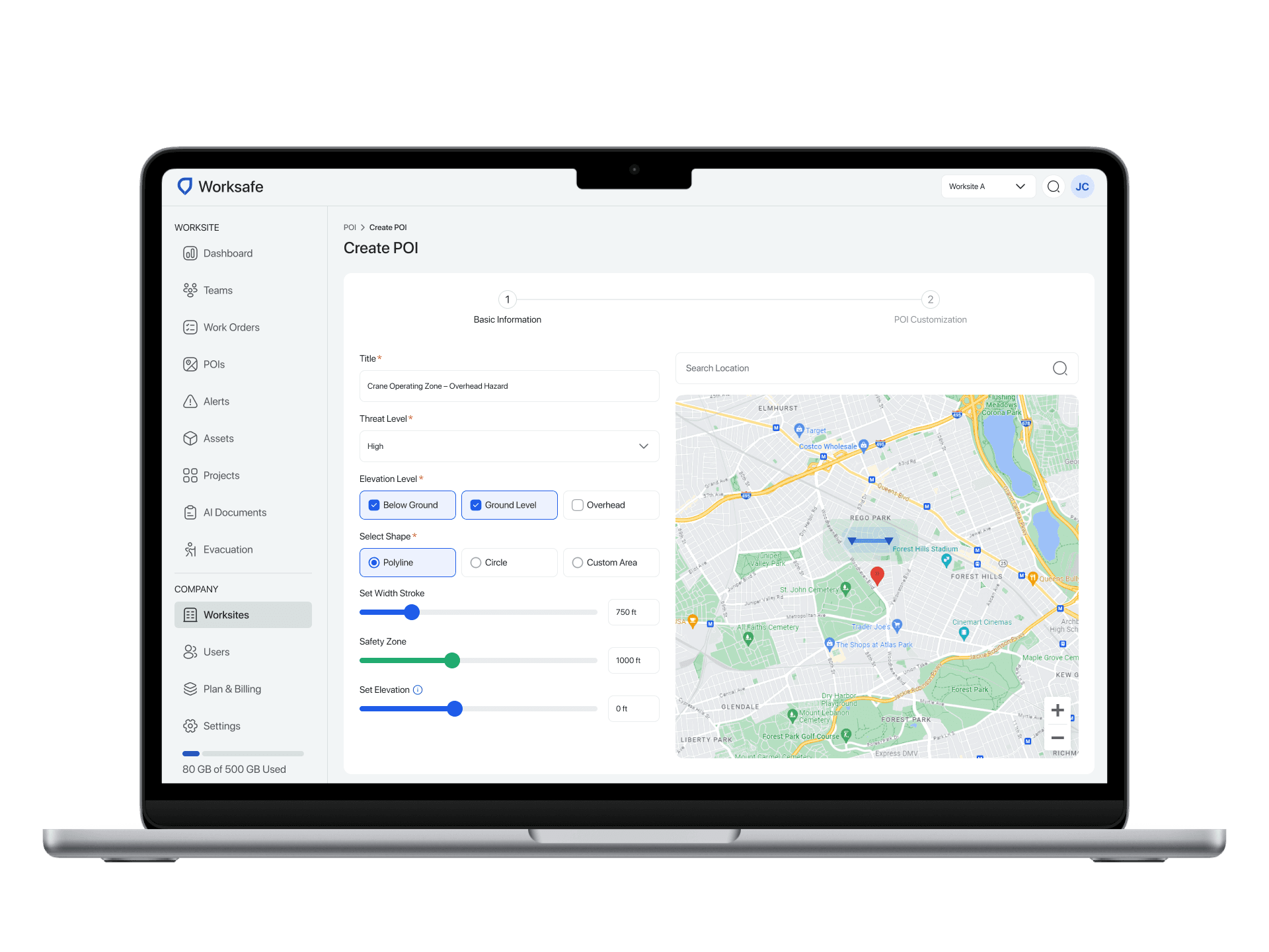 Location-Based POI & Risk Management - solution mockup