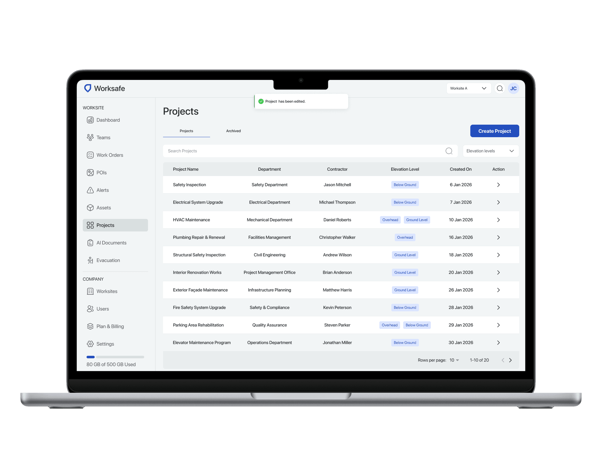 Centralized Project Tracking - solution mockup